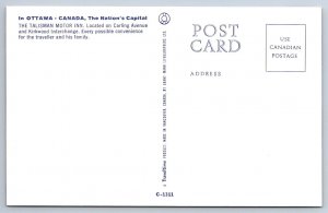 Talisman Motor Inn, Pool, Ottawa Ontario, Vintage Split View Postcard, NOS