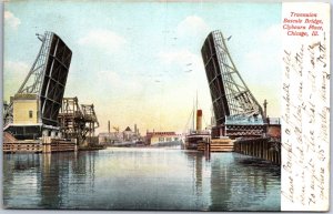 VINTAGE POSTCARD TRUNNUION BASCULE BRIDGE CLYBOURN PLACE CHICAGO 1906