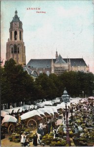 Netherlands Arnhem Marktdag Vintage Postcard C173