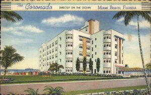 Miami Beach Florida FL Coronado Hotel c1930s-40s Linen Postcard