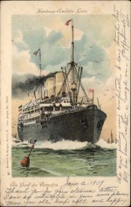 Hamburg-America Line Au Bord des Dampfers Steamship PM 1909 Postcard
