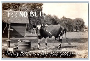 Florida FL Postcard RPPC Photo Bull Delray Beach Is A Dog Gone Good Town c1940's