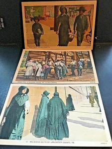 Postcard Lot of 3 Amish Scenes in Lancaster, PA W8