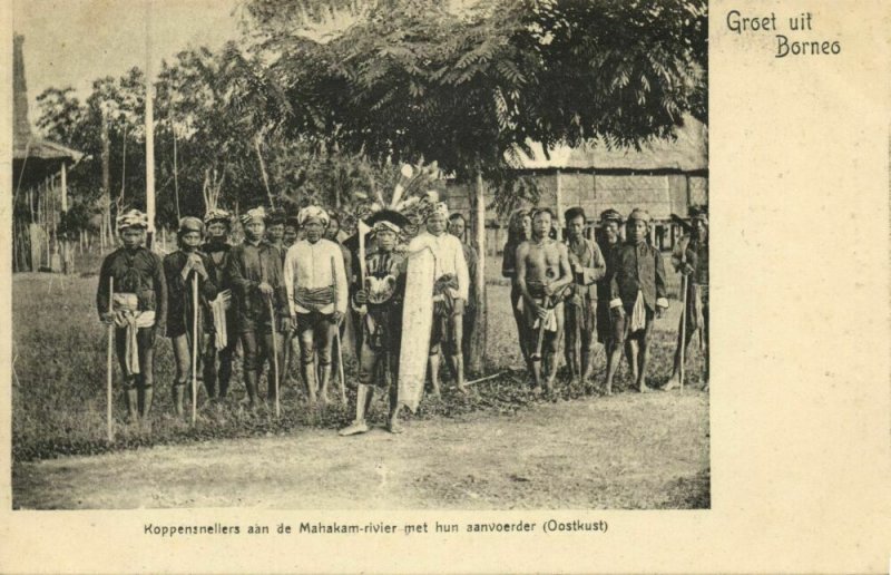 indonesia, BORNEO, Dayak Headhunters Mahakam River, Chief Shield (1899) Postcard