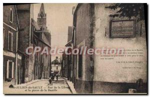 Postcard Old St Julien du Sault Street of the Liber and stone of the Bastille