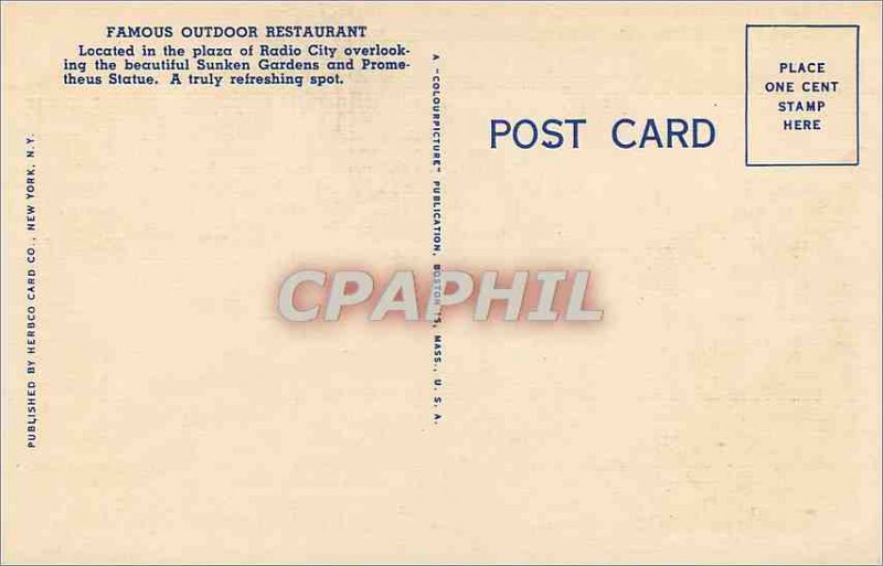 Postcard Old New York Famous Outdoor Restaurant at Rockefeller Center Radio C...