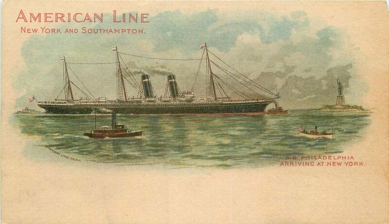 American Line New York Southampton private Mailing C-1905 Postcard 20-592