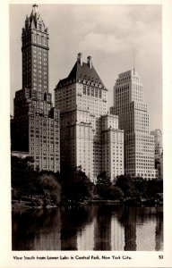 New York City View South From Lower Lake In Central Park Real Photo