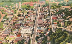 Vintage Postcard 1930's Air View of Business Section Morgantown West Virginia VA