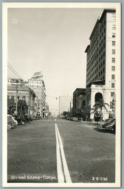 TAMPA FL STREET SCENE VINTAGE REAL PHOTO POSTCARD RPPC