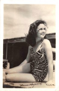 RPPC SUSAN HAYWARD Actress PIN-UP Bathing Beauty Risque ca 1940s Vintage Photo