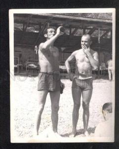 035375 Men on Beach. Old Real PHOTO