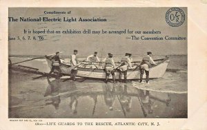 ATLANTIC CITY  NJ~LIFE GUARDS TO RESCUE~ELECTRIC LIGHT 1906 CONVENTION POSTCARD