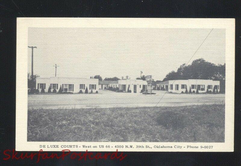 OKLAHOMA CITY OKLAHOMA ROUTE 66 DE LUXE COURTS MOTEL B&W ADVERTISING POSTCARD