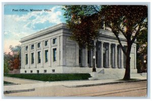 Wooster Ohio Postcard Post Office Exterior View Building c1910 Vintage Antique