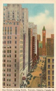 Vintage Postcard 1920's Bay Street Road Highway Looking North Toronto Canada CAN