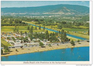 Skaha Beach and Okanagan Canal with the city of Penticton in the background, ...