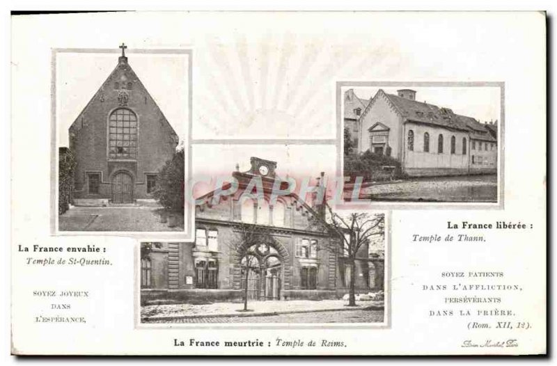 Old Postcard Protestant Church St Quentin Reims Thann