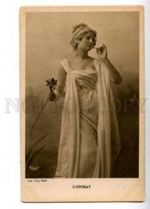 157599 L'Odorat NYMPH w/ IRIS Flowers Smell Vintage PHOTO PC