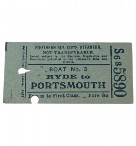 1940s Portsmouth United Kingdom Southern Railway Coy's Steamers Ticket