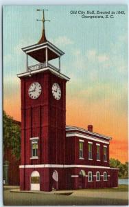 GEORGETOWN, South Carolina  SC   OLD CITY HALL Clock Tower c1940s Linen Postcard