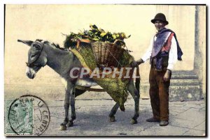 Postcard Old Di Napoli Venditore Erbaggi ane Mule