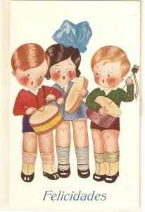 HERTOGS. Lot of two (2)  Vintage Spanish Greetings postcards with  children