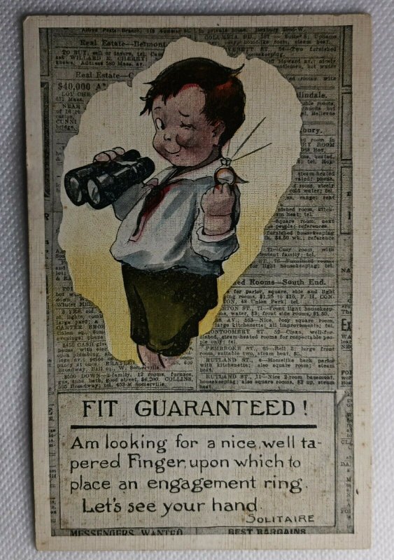 Vintage Engagement Ring Advertisement Postcard 