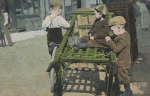 London Children Playing On Street Cart 1905 Antique Postcard