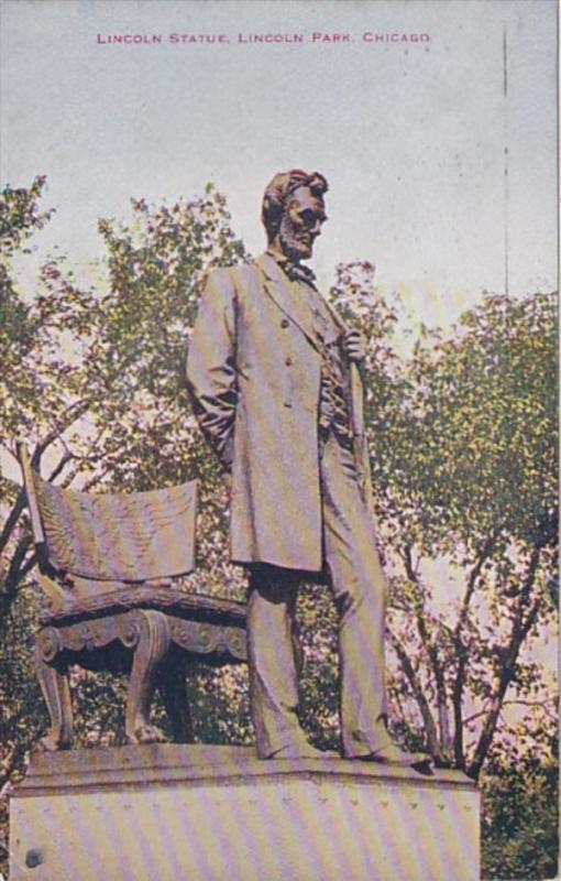 Illinois Chicago Lincoln Statue Lincoln Park 1921