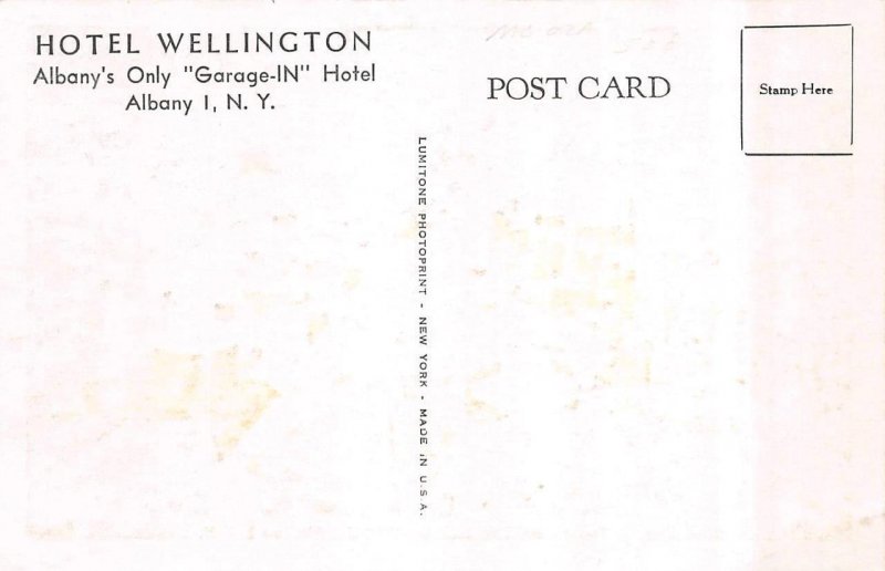 2~Lumitone Postcards   Albany, NY New York  WELLINGTON HOTEL & DINING ROOM