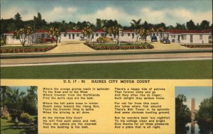 Haines City Florida FL Motor Court Lodging US 17-92 State 17 1930s-40s Postcard