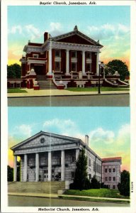 Linen Postcard Baptist Church in Jonesboro, Arkansas~132233