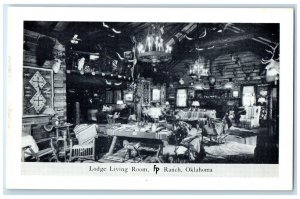 c1950's Lodge Living Room Frank Philips Ranch Woolaroc Oklahoma Vintage Postcard