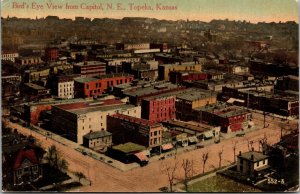 Postcard Birds Eye View from Capitol, N.E. in Topeka, Kansas~481