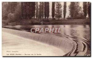 Old Postcard The Suze Dam on Sarthe