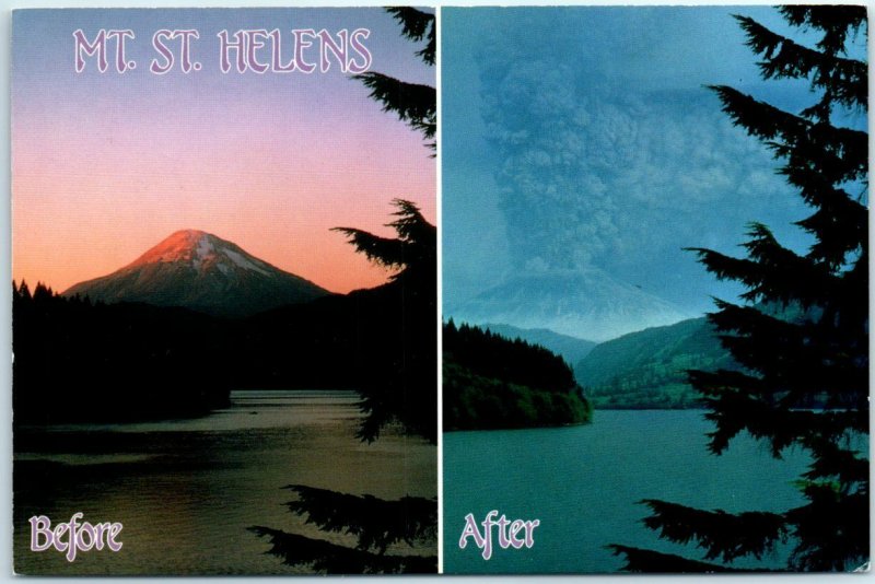 M-24338 Mount St Helens Before and After the volcanic eruptions Washington