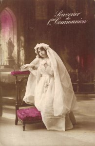 Art Nouveau Portrait Lady Wedding Dress Vintage RPPC 03.34