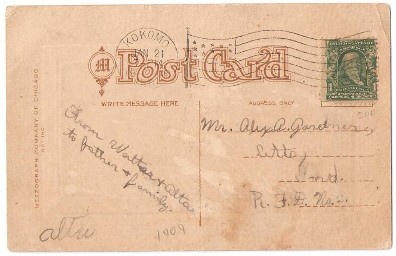 Post Card 1909 Indiana