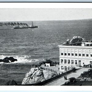 1938 San Francisco, CA Cliff House Steamship Cars JC Bardell Mini Postcard A77