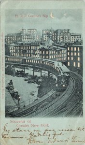 Hold To Light Souvenir of New York NY Train EL. RR Coentie's Slip Postcard G18