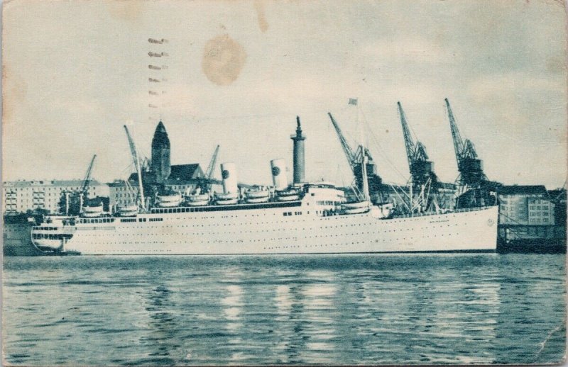 MS Gripsholm Ship Swedish American Line Gothenburg Direct New York Postcard H50