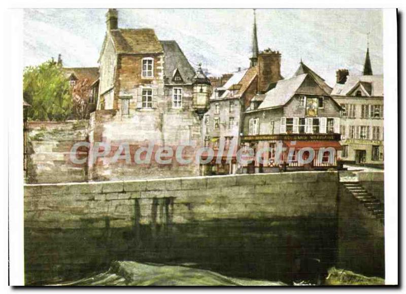 Modern Postcard Honfleur Watercolor by Jean Louis Thibaut Le Vieux Bassin The...