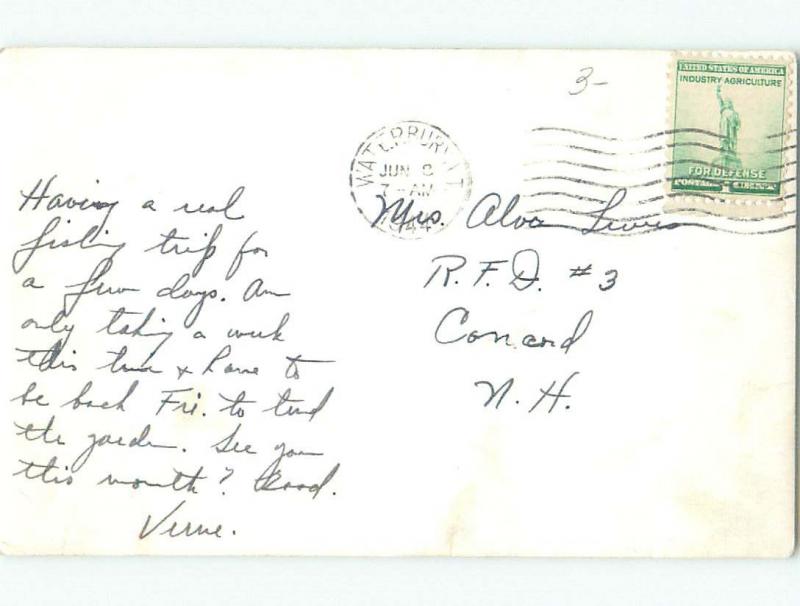 1940's rppc NICE VIEW Postmarked Waterbury Vermont VT i8474