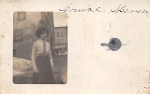 c1910 RPPC Real Photo Postcard Louise Spence Standing Outside