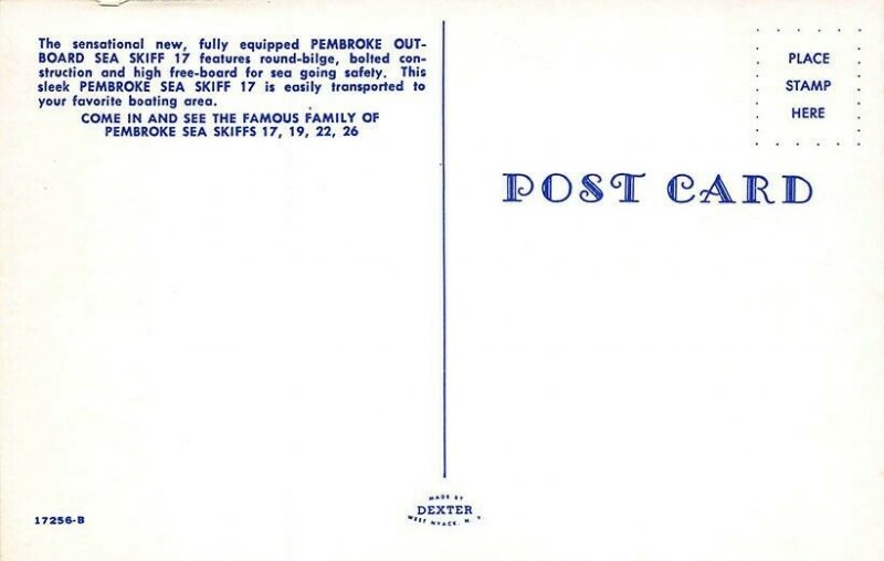 Pembroke Sea Ski Skiffs Advertising Postcard