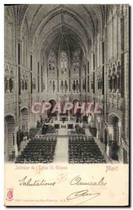 Old Postcard From Interior & # 39Eglise St Etienne Niort