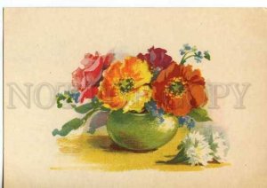 128833 POPPY in Vase BOUQUET Flowers Old Colorful PC