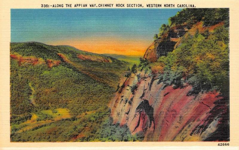 NC, North Carolina  ALONG THE APPIAN WAY~Chimney Rock Section  c1940's Postcard