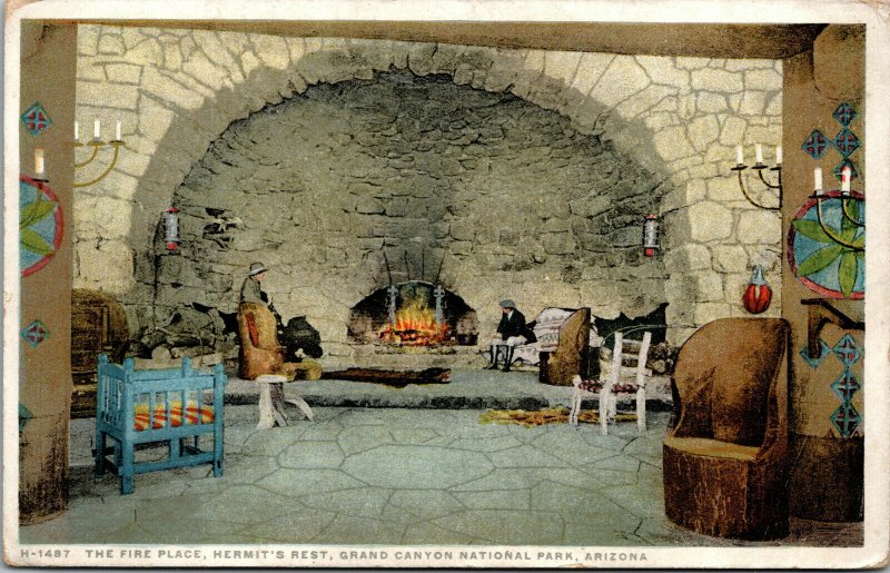 Vtg The Fire Place Hermit's Rest Grand Canyon National Park Arizona AZ Postcard